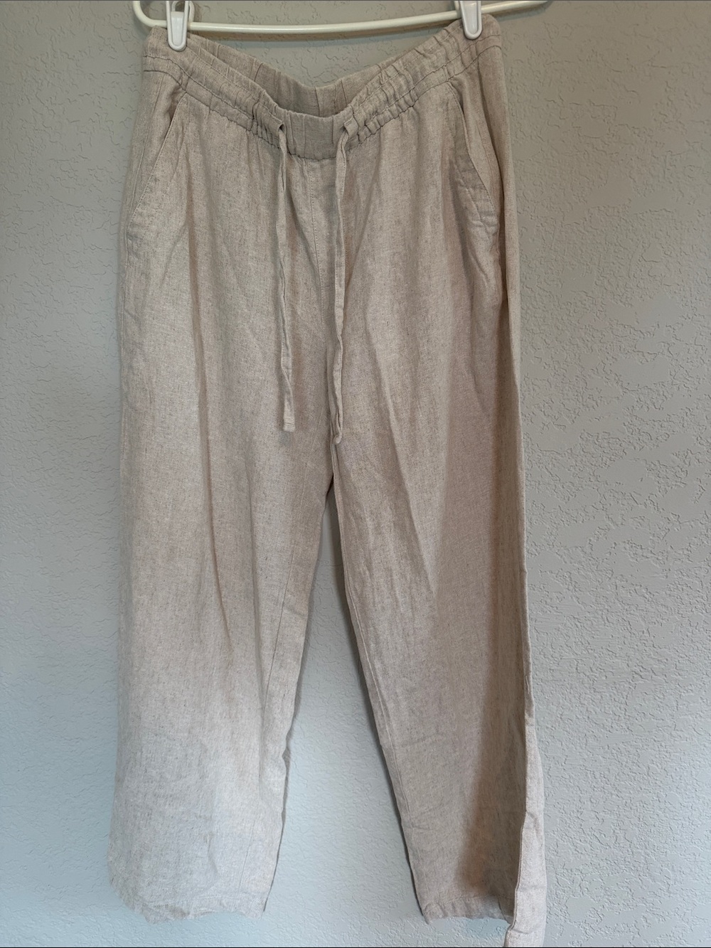 Old Navy Light Beige Drawstring Linen Joggers